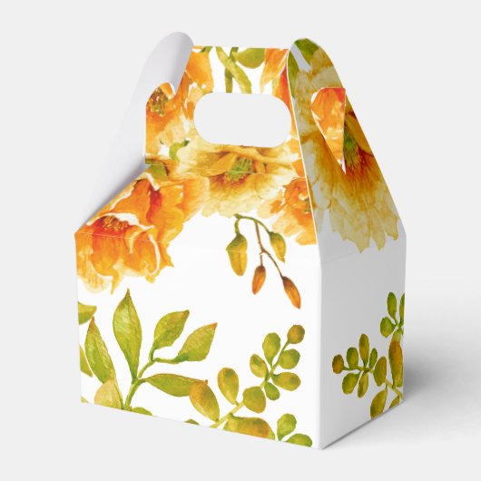 Oranje waterverf bloemen en bladeren bruiloft bedankdoosjes (Achterkant)