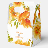 Oranje waterverf bloemen en bladeren bruiloft bedankdoosjes (Geopend)