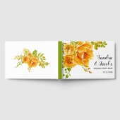 Oranje waterverf bloemen en typografie bruiloft gastenboek (Volledig)