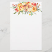 Oranje waterverf bloemen gepersonaliseerd briefpapier (Achterkant)