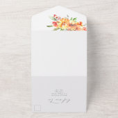 Oranje Waterverf bloemen gevlochten All In One Uitnodiging (Buitenkant)