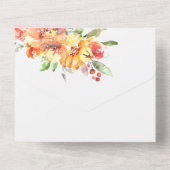 Oranje Waterverf bloemen gevlochten All In One Uitnodiging (Achterkant)