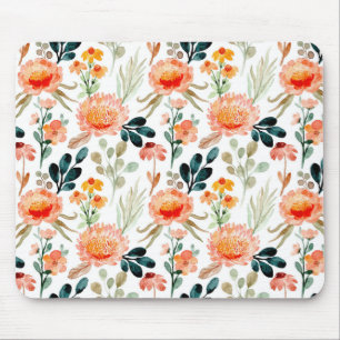 Oranje Waterverf bloemen Muismat