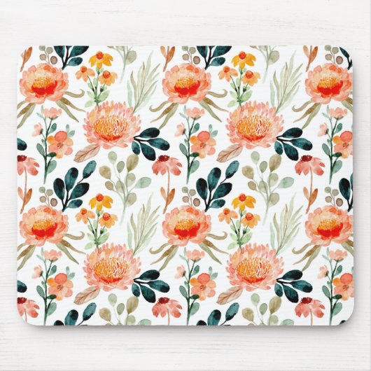 Oranje Waterverf bloemen Muismat (Voorkant)