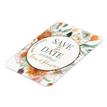 Oranje Waterverf Bloemen Save the Date Kaart