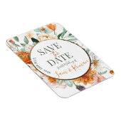 Oranje Waterverf Bloemen Save the Date Kaart Magneet (Rechterzijde)