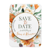 Oranje Waterverf Bloemen Save the Date Kaart Magneet (Verticaal)