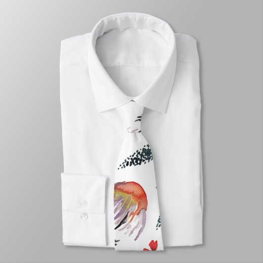 Oranje Waterverf bloemen Stropdas (Gebonden)