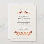 Oranje Waterverf Bloemen Thanksgiving Partij Kaart (Voorkant)