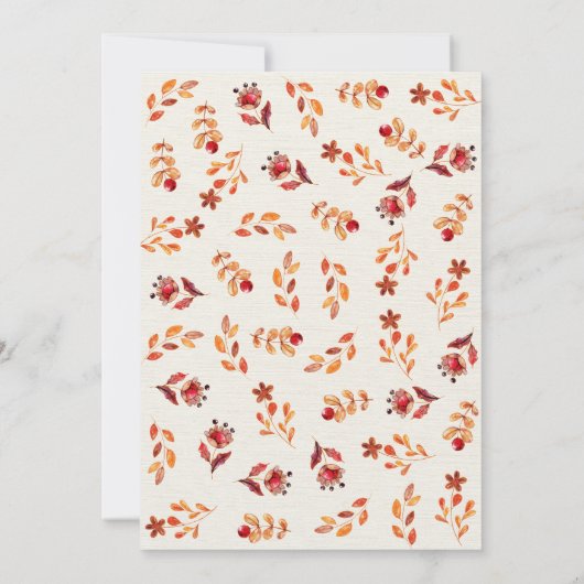 Oranje Waterverf Bloemen Thanksgiving Partij Kaart (Achterkant)