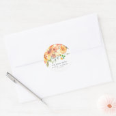 Oranje Waterverf bloemen Weddenschap Ronde Sticker (Envelop)