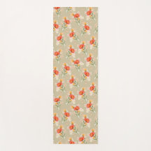 Oranje Waterverf bloemen Yoga Mat