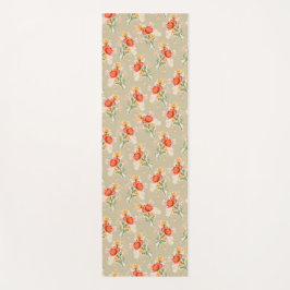 Oranje Waterverf bloemen Yoga Mat