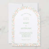 Oranje Waterverf Bloemenbruiloft uitnodiging (Voorkant)