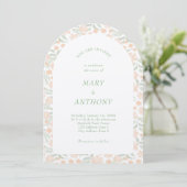 Oranje Waterverf Bloemenbruiloft uitnodiging (Staand voorkant)