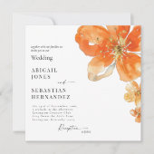 Oranje Waterverf Bloemenplein Huwelijksuitnodiging Kaart (Voorkant)