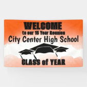 Oranje Waterverf Border Class Reunion Welkom Spandoek (Horizontaal)