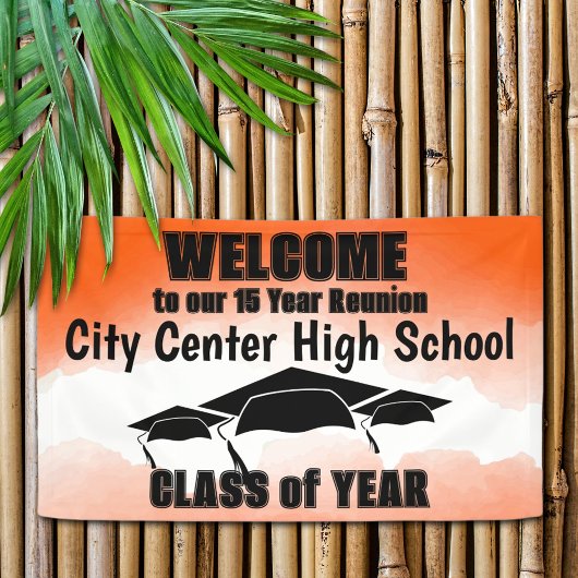 Oranje Waterverf Border Class Reunion Welkom Spandoek