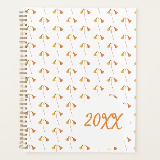 Oranje Waterverf Botanische wilde bloemen in het n Planner (Voorkant)