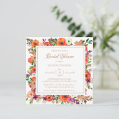 Oranje Waterverf Bridal Shower Kaart (Staand voorkant)