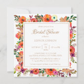Oranje Waterverf Bridal Shower Kaart (Voorkant)