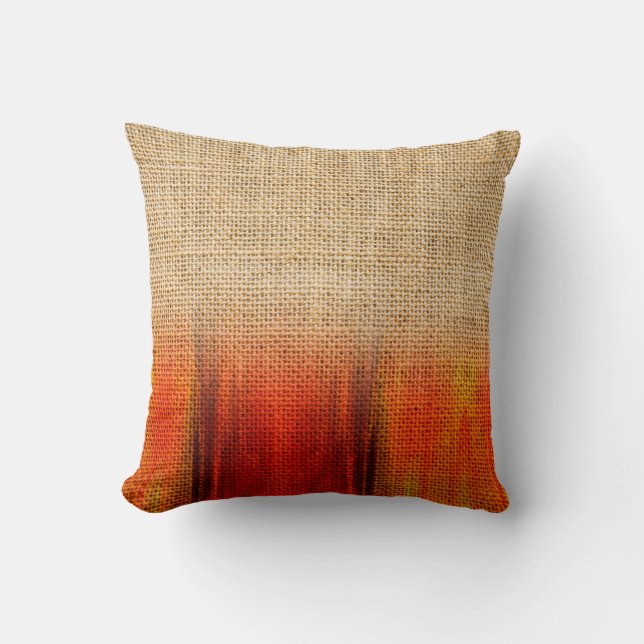 Oranje Waterverf Buralp Rustic Ombre Dipped Toss Kussen (Voorkant)