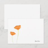 Oranje Waterverf California Poppies Notitiekaartje (Voorkant / Achterkant)