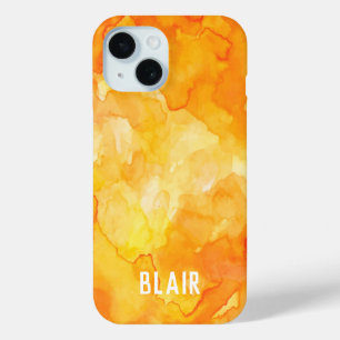 Oranje Waterverf iPhone 15 Case