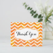 Oranje Waterverf Chevron Dank u Briefkaart (Staand voorkant)