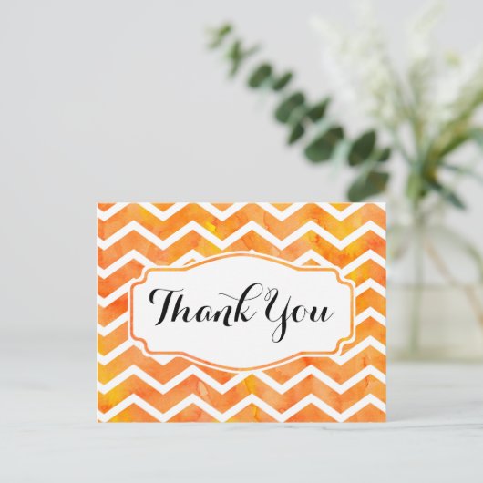 Oranje Waterverf Chevron Dank u Briefkaart (Staand voorkant)