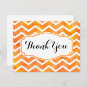 Oranje Waterverf Chevron Dank u Briefkaart (Voorkant / Achterkant)