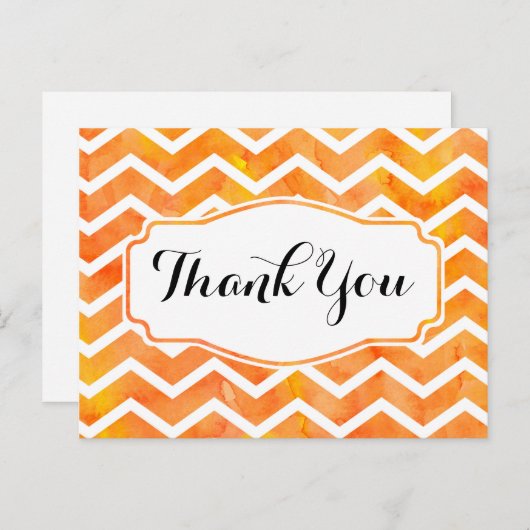 Oranje Waterverf Chevron Dank u Briefkaart (Voorkant / Achterkant)