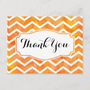 Oranje Waterverf Chevron Dank u Briefkaart