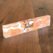 Oranje Waterverf cirkels Modern geometrisch patroo Naambordje (Zijkant)