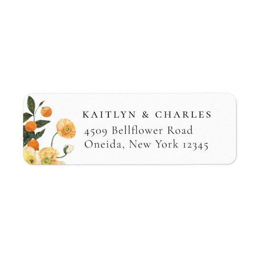 Oranje Waterverf citrusvruchten Etiket (Voorkant)