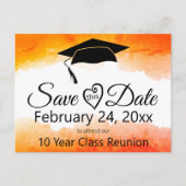 Oranje Waterverf Class Reunion Save the Date Briefkaart (Voorkant)