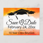Oranje Waterverf Class Reunion Save the Date Briefkaart (Voorkant)