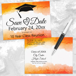Oranje Waterverf Class Reunion Save the Date Briefkaart