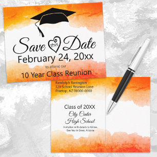 Oranje Waterverf Class Reunion Save the Date Briefkaart