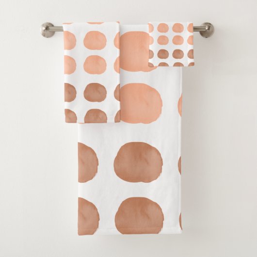 Oranje Waterverf Cute Happy Polka Dots Art Bad Handdoek (Insitu)