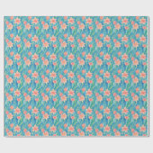 Oranje waterverf-daffodilpatroon cadeaupapier (Vlak)