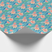 Oranje waterverf-daffodilpatroon cadeaupapier (Hoek)