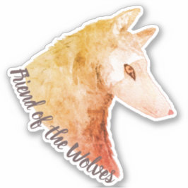 Oranje Waterverf Dierenwolf Vriend van de Wolven Sticker