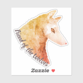 Oranje Waterverf Dierenwolf Vriend van de Wolven Sticker