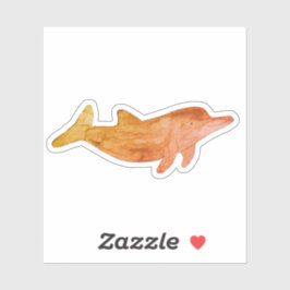 Oranje Waterverf Dolphin Sticker