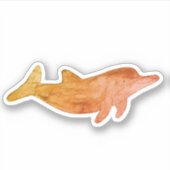 Oranje Waterverf Dolphin Sticker (Voorkant)