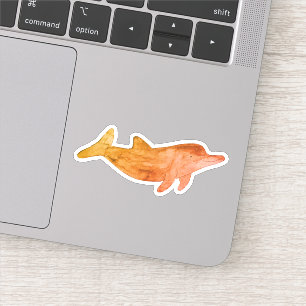 Oranje Waterverf Dolphin Sticker