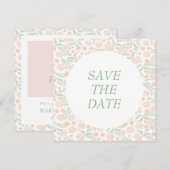Oranje Waterverf Elegant Bloem Bruiloft Save The Date (Voorkant / Achterkant)