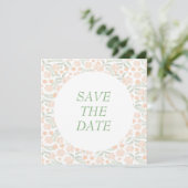 Oranje Waterverf Elegant Bloem Bruiloft Save The Date (Staand voorkant)