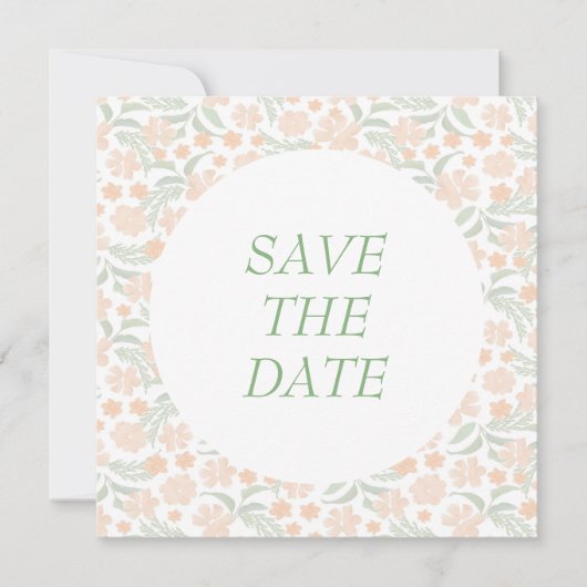 Oranje Waterverf Elegant Bloem Bruiloft Save The Date (Voorkant)